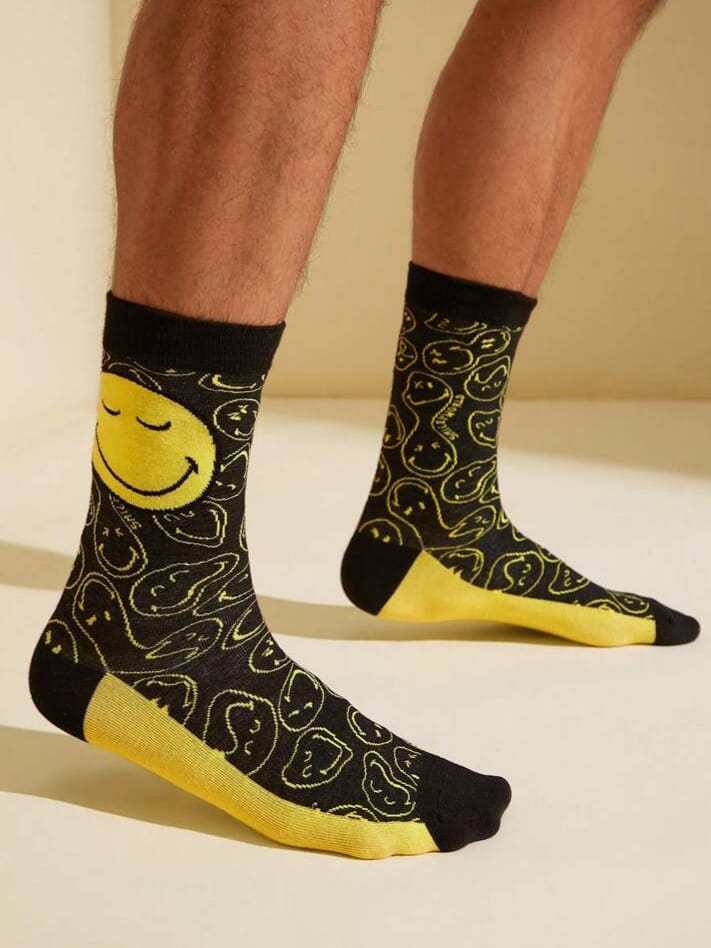 THEPAIR Crazzy Smiley Mid-calf Socks With Face Pattern